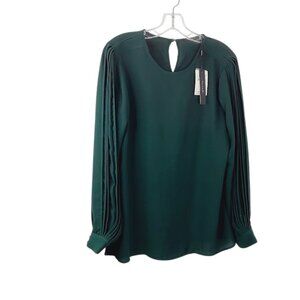 TTahari Women's Teal Flare Long Sleeve Casual Blouse Top Size Small